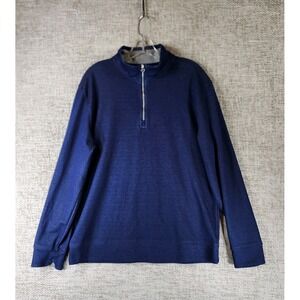 Twillory Performance 1/4 Zip Sweater Mens L Navy Blue Tailored Fit Pullover EUC